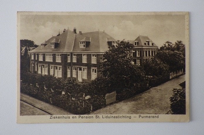 1906 1916 PURMEREND Sint Luduinastichting Nooijs boekhandel, Verzamelen, Ansichtkaarten | Nederland, Ophalen, Voor 1920, Gelopen