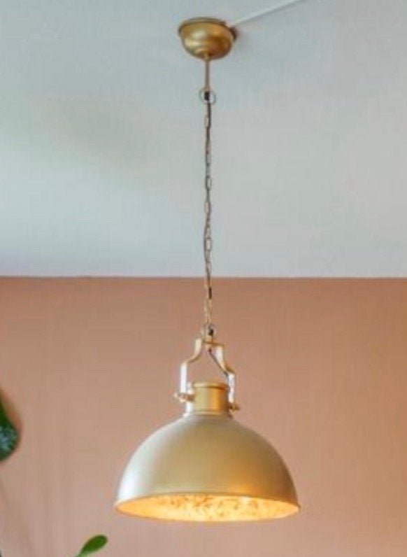 Gouden hanglamp, Ophalen, Gebruikt, Metaal, E27 (groot)