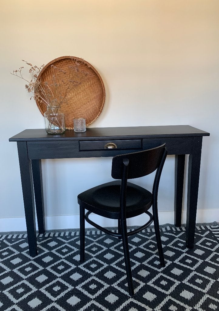 Bureautje, sidetable, wandtafel mat zwart met laatje, Ophalen, Zwart, 120 cm, Hout