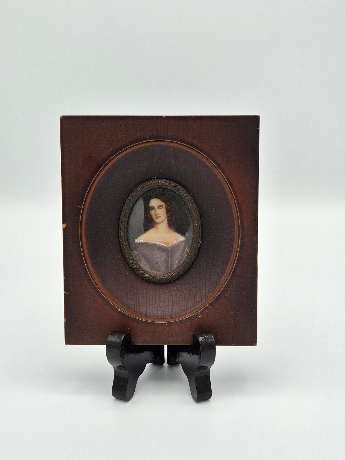 Miniatuur Portret van een Dame (12,2 x 10,5 cm), Portret of Personen, Overige ondergronden, Achter glas, Ophalen of Verzenden