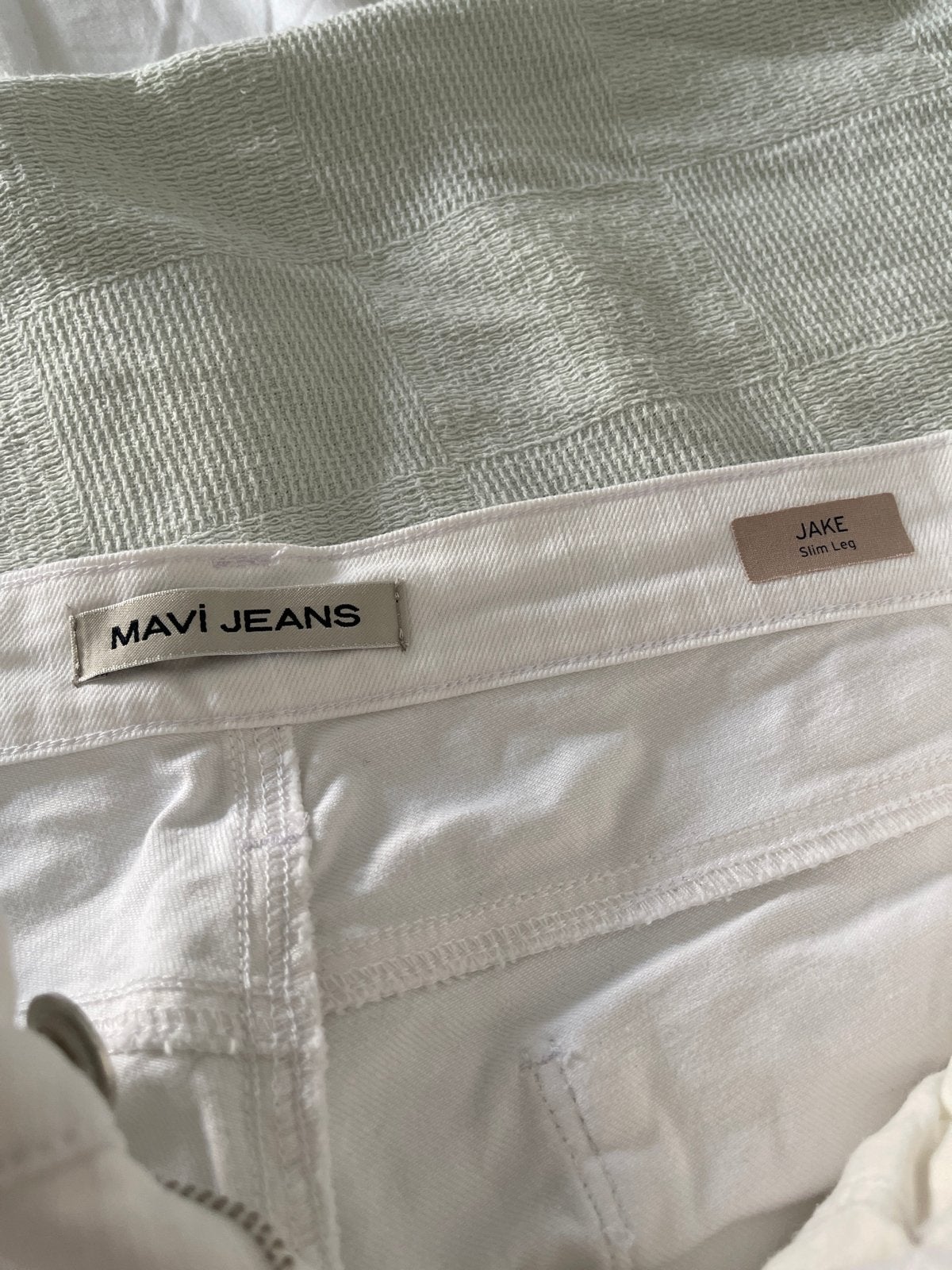 Mannen Mavi Jeans Jake Slim Leg - Witte Jeans, Kleding | Dames, Ophalen, Zo goed als nieuw, Wit, W30 - W32 (confectie 38/40)