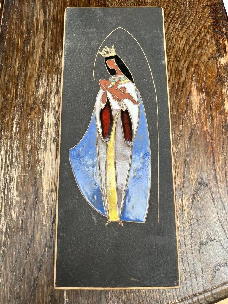 Ruscha vintage keramiek met email voorstelling, Ophalen of Verzenden, Zo goed als nieuw