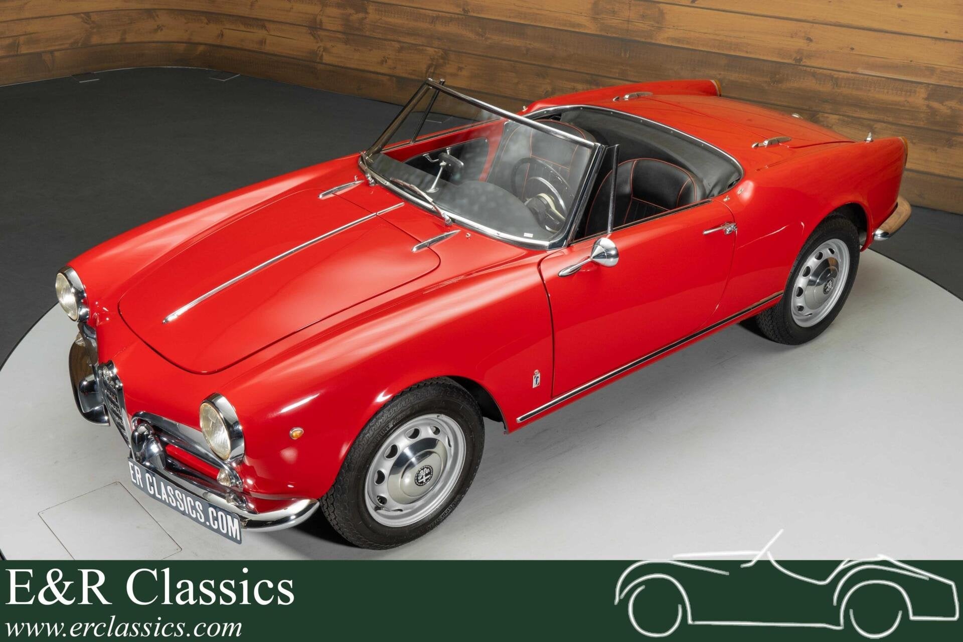 Alfa Romeo Guilietta Spider Cabriolet - 1961, Auto's, Oldtimers, Achterwielaandrijving, Zwart, Leder, Bedrijf