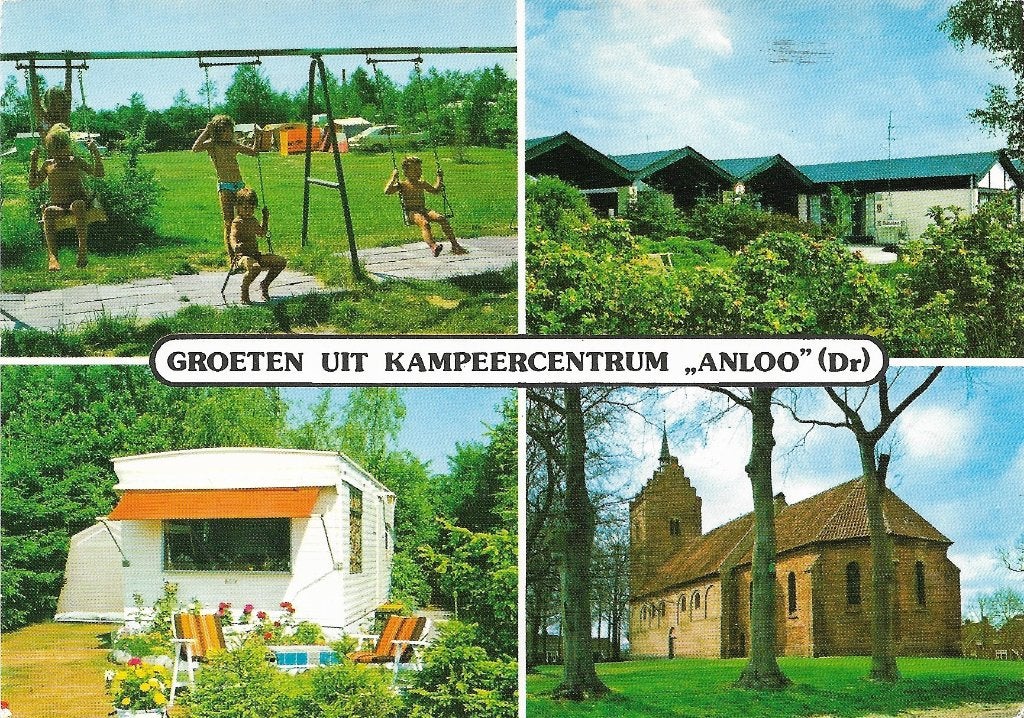 Ansichtkaart  	Anloo	Kampeercentrum Anloo	4-luik, Verzamelen, Verzenden, 1980 tot heden, Gelopen, Drenthe