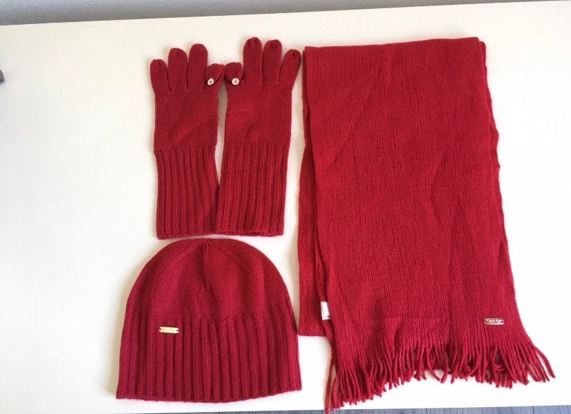 Calvin Klein muts set, Ophalen of Verzenden, Zo goed als nieuw, Handschoenen