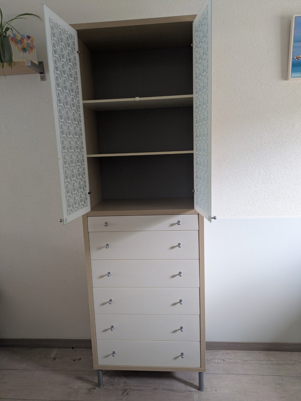 Ikea Magiker kast met laden en vitrinedeel, Huis en Inrichting, Ophalen, Gebruikt
