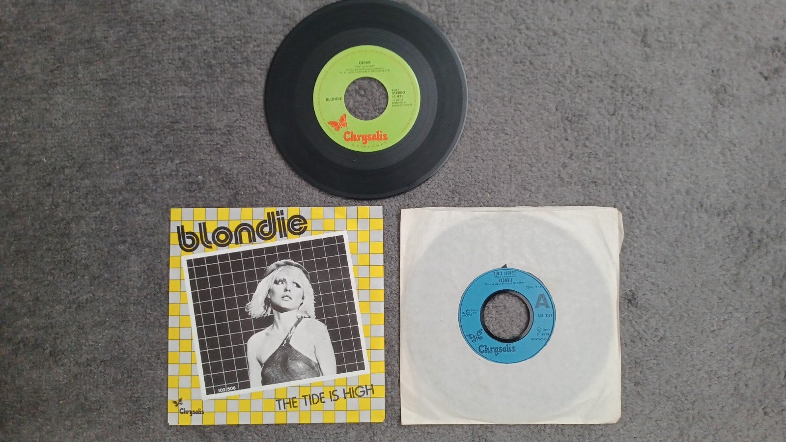 Vinyl singles Blondie. The tide is high en 2 x Denis., Ophalen of Verzenden, Gebruikt, Pop