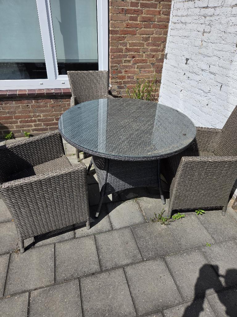terras stoelen met tafel, Tuin en Terras, Tuintafels, Ophalen, Gebruikt, Rechthoekig