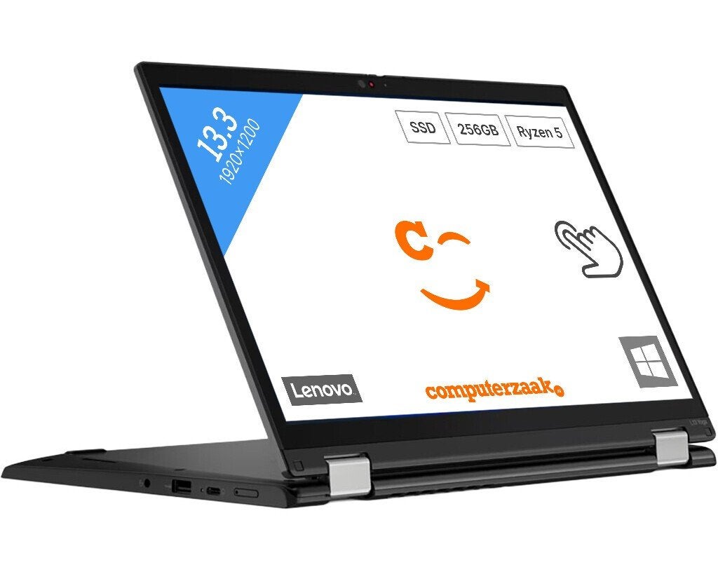 Lenovo ThinkPad L13Yoga Gen3/AMD Ryzen5/8GB/256GB/Windows 11, 256 GB, 2 tot 3 Ghz, Qwerty, 8 GB