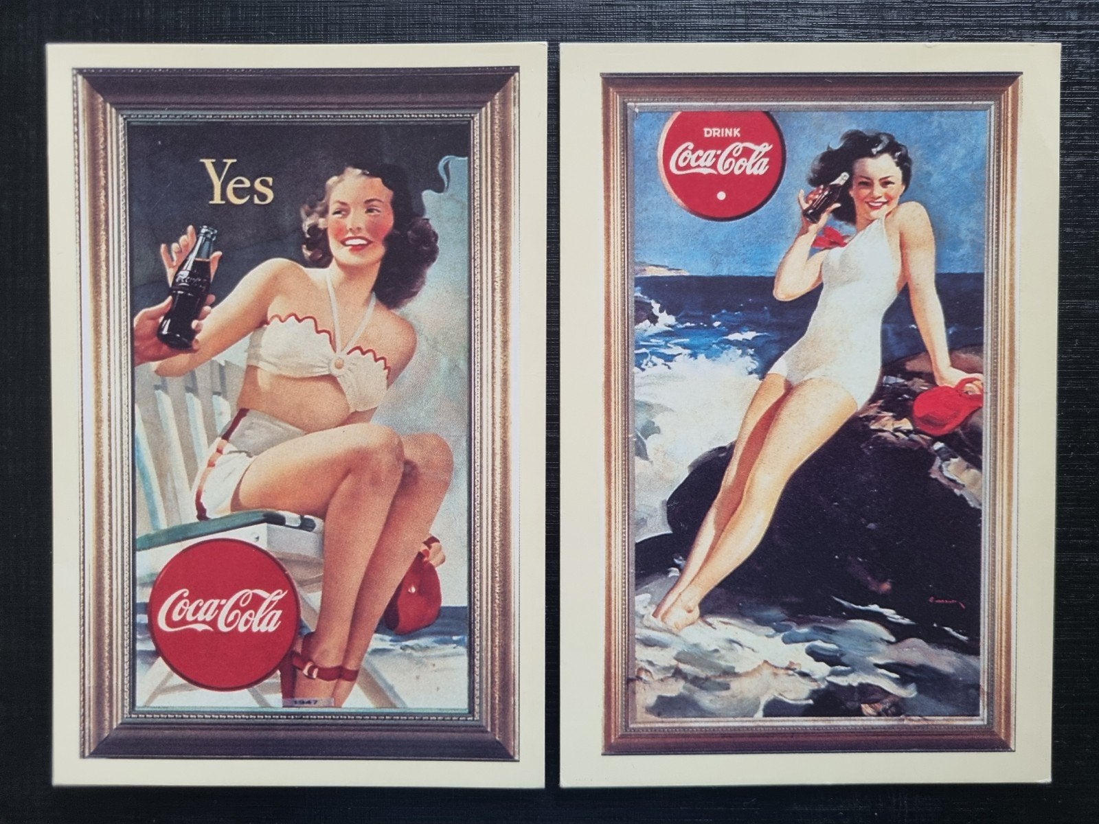Twee ansichtkaarten Coca-Cola pin-up girl, Ophalen of Verzenden, Nieuw