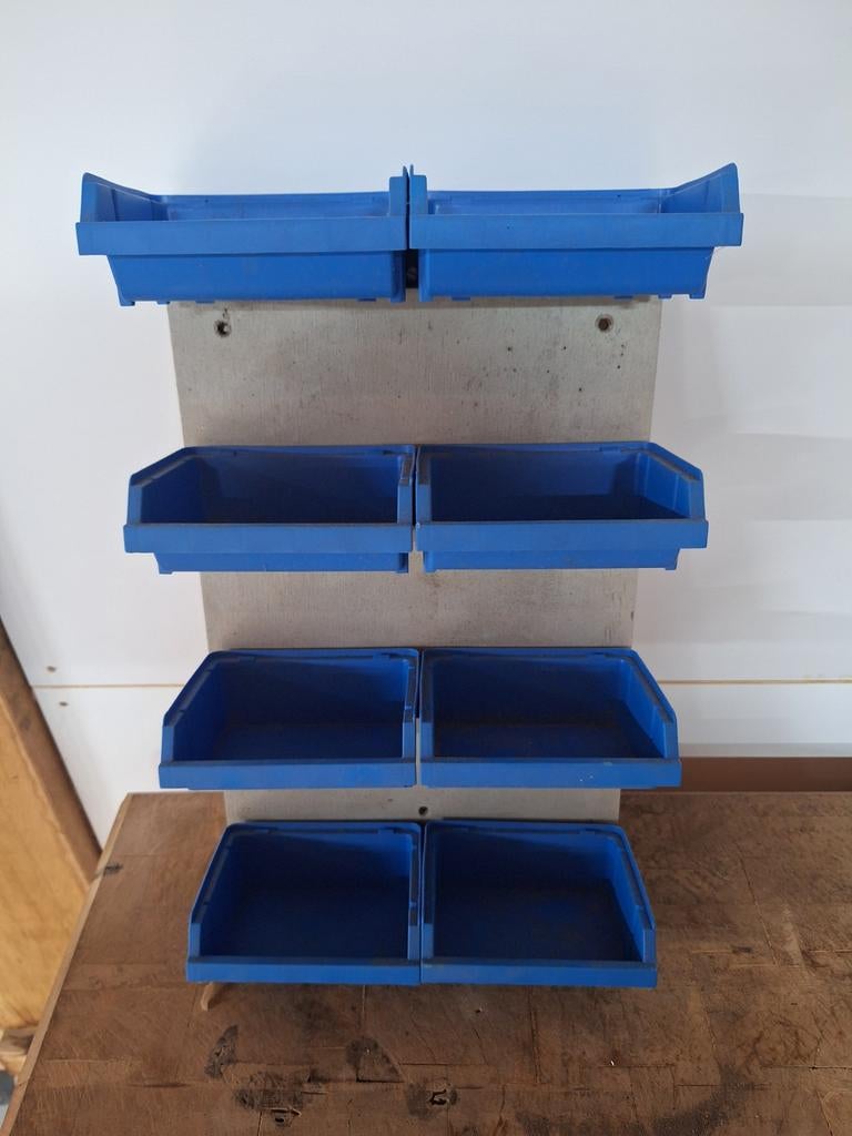 Opbergrek met 8 blauwe bakjes, Ophalen of Verzenden, Gebruikt, Minder dan 70 cm