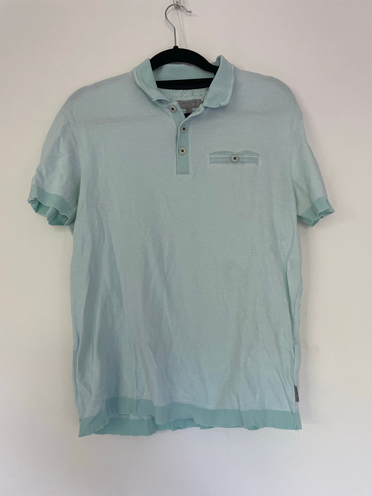 Ted Baker Polo Shirt Maat 4 / M - Lichtblauw, Kleding | Heren, Ophalen of Verzenden, Zo goed als nieuw, Maat 52/54 (L), Blauw