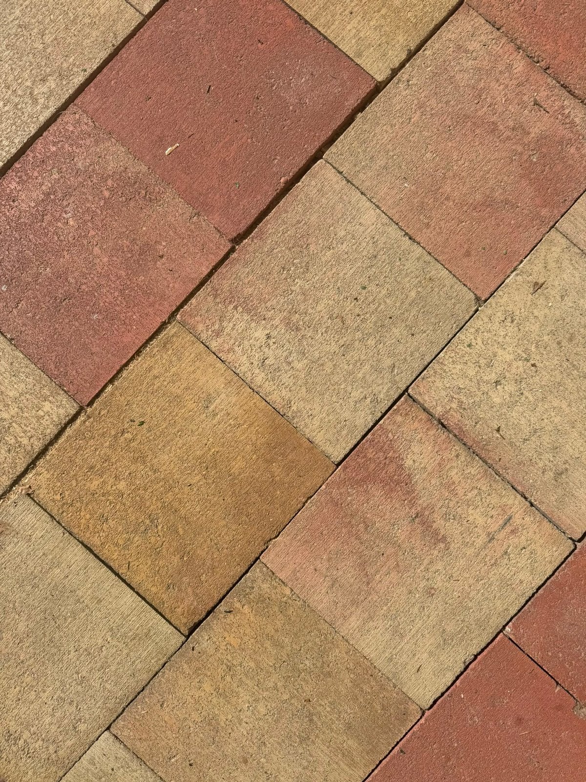 Betonstenen rood geel 20x20x6 16,5m2, Tuin en Terras, Tegels en Klinkers, Ophalen, Klinkers, Zo goed als nieuw, 10 m² of meer