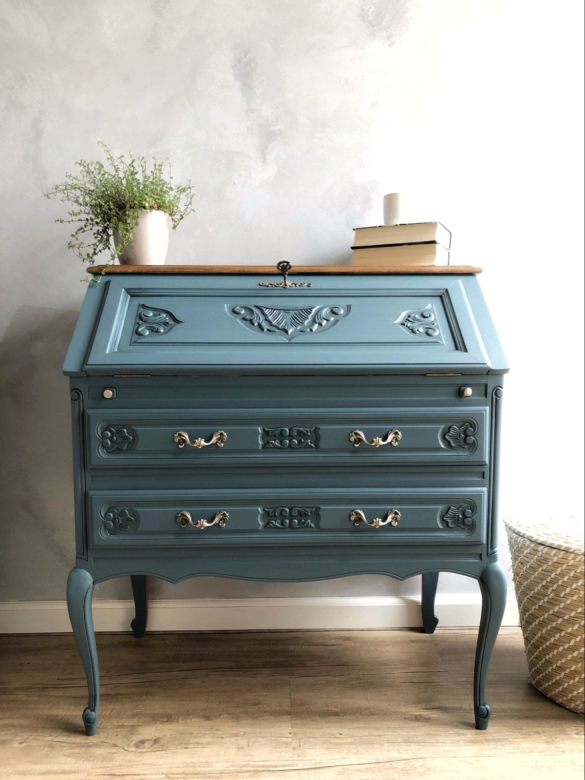 Vintage secretaire in petrol blauw, Ophalen