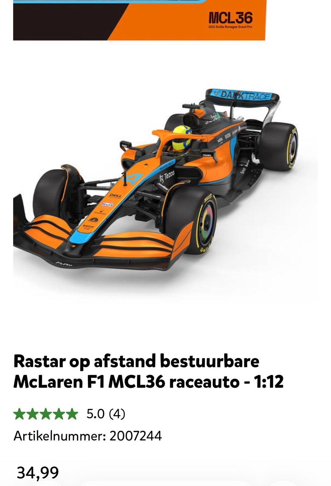 Rastar MCLAREN  F1 afstand bestuurbaar, Ophalen of Verzenden, Nieuw, Overige merken