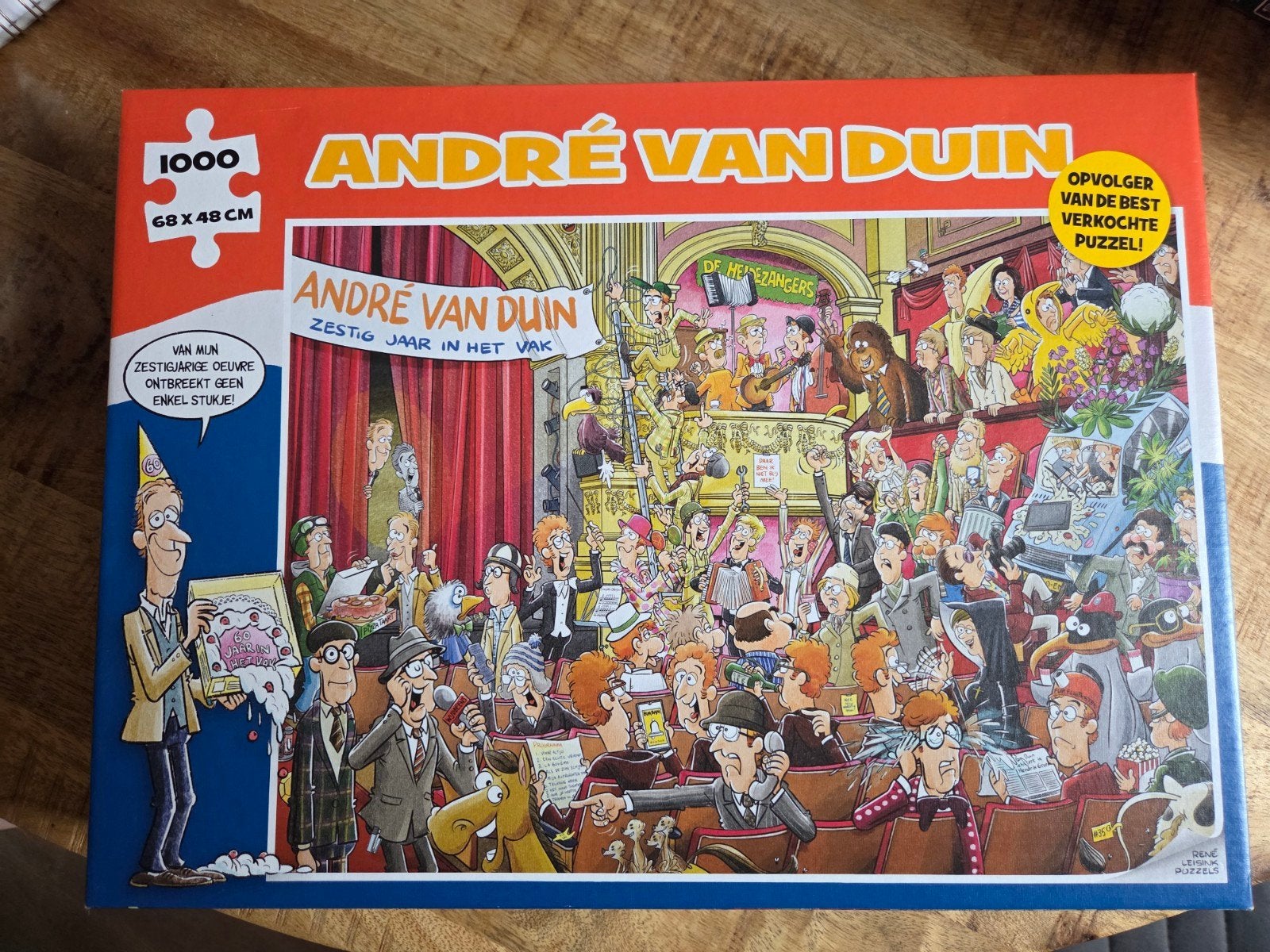 André van Duin 1000 stukjes legpuzzel - 60 jaar in het, Hobby en Vrije tijd, Ophalen of Verzenden, 500 t/m 1500 stukjes, Zo goed als nieuw