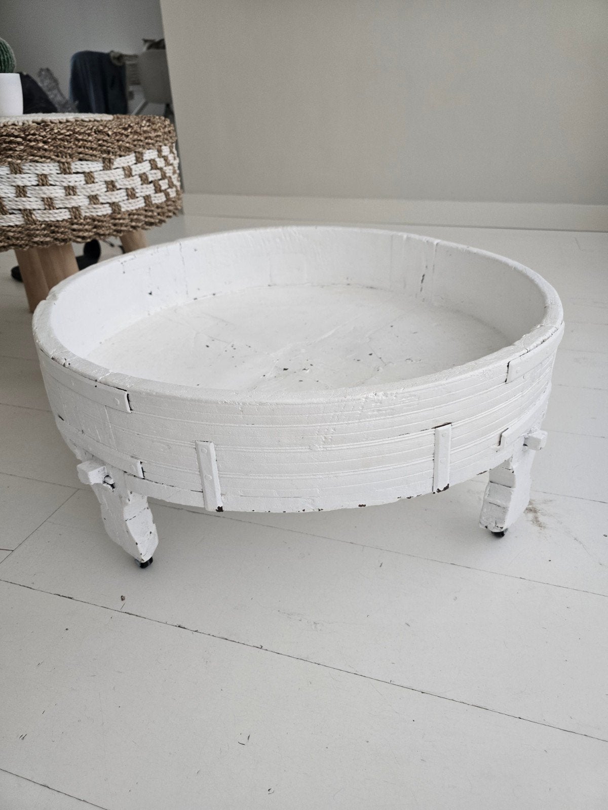 Chakki Tafel op Wielen - 70 cm Doorsnee - Boho Stijl, Ophalen, Gebruikt, 50 tot 100 cm, Boho