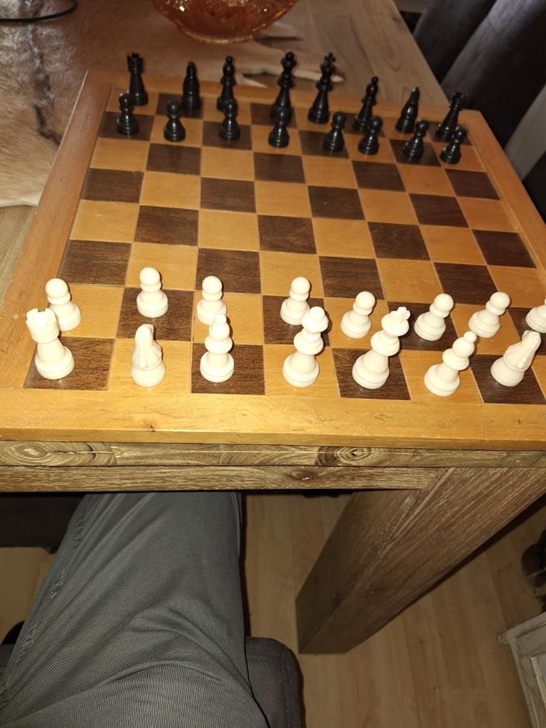 Schaak- en dambord 40x40 cm met koning 6 cm, Hobby en Vrije tijd, Gezelschapsspellen | Bordspellen, Een of twee spelers, Ophalen