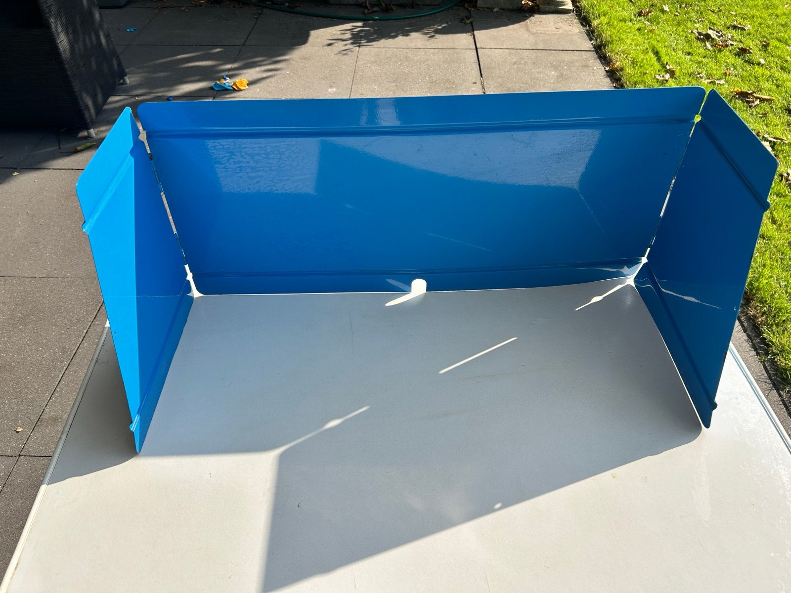 Blauw windscherm voor camping kooktoestel, Ophalen of Verzenden, Gebruikt