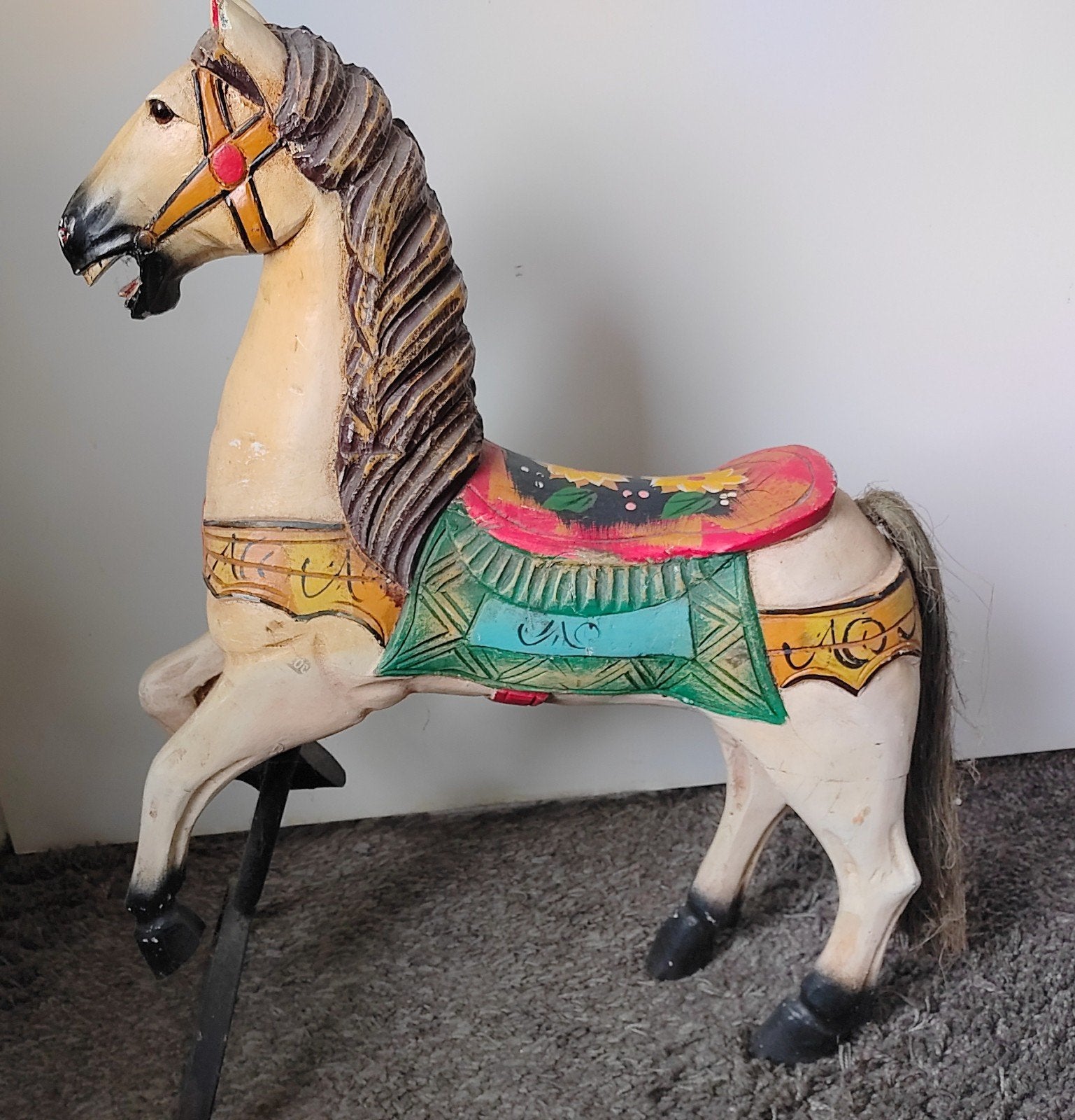 Houten " Carrousel " paard, decoratief, Ophalen of Verzenden