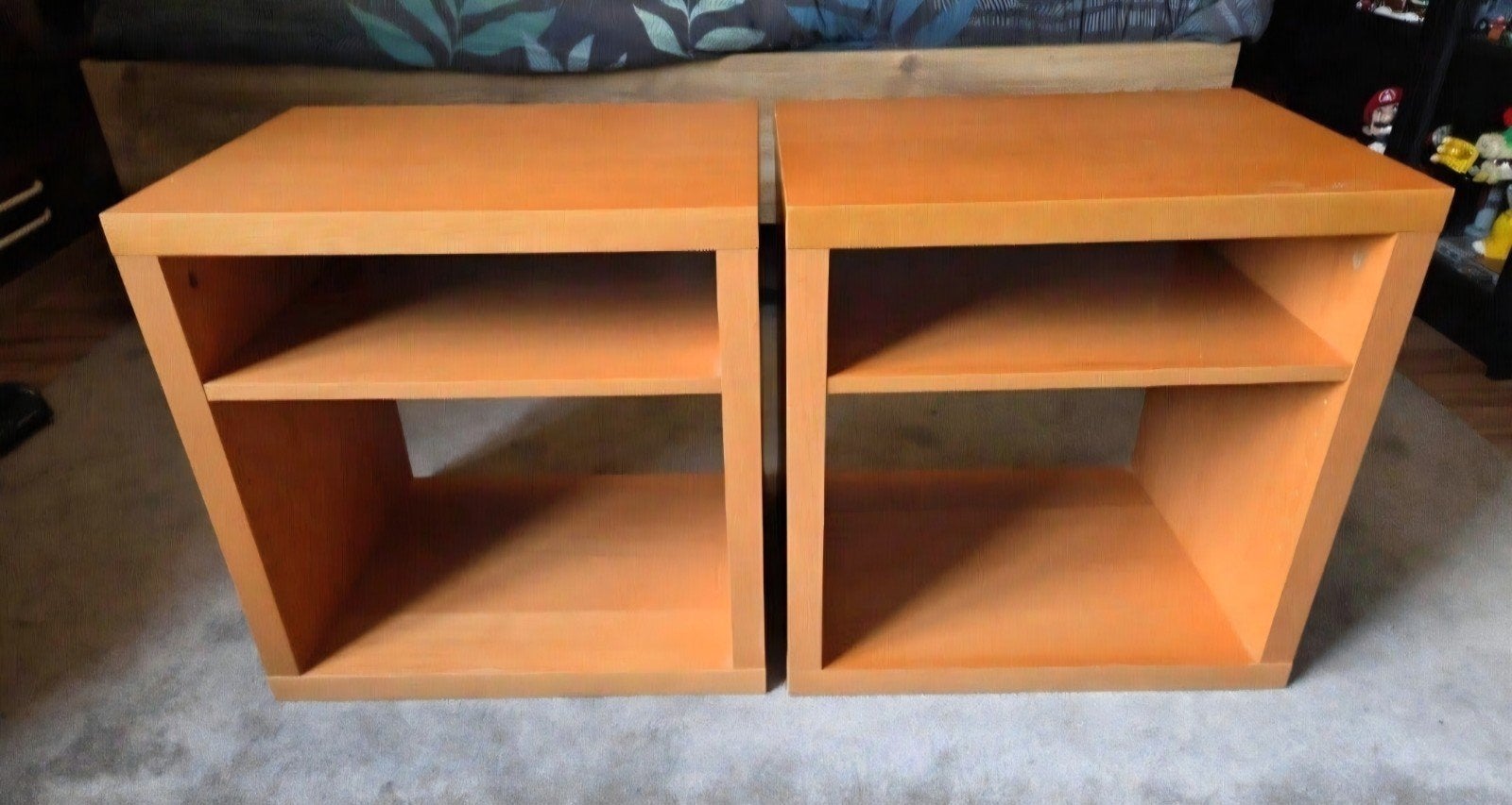 Set van 2 houten nachtkastjes, Ophalen, Gebruikt, Minder dan 45 cm, Minder dan 55 cm