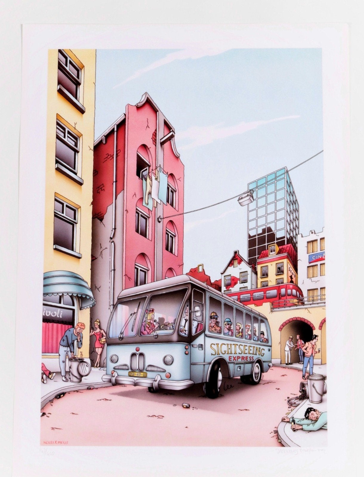 Jack Keuss & Marjolein Meijs "Sightseeing Express", Personages en Fantasiefiguren, Gesigneerd, Offsetdruk, Ophalen of Verzenden