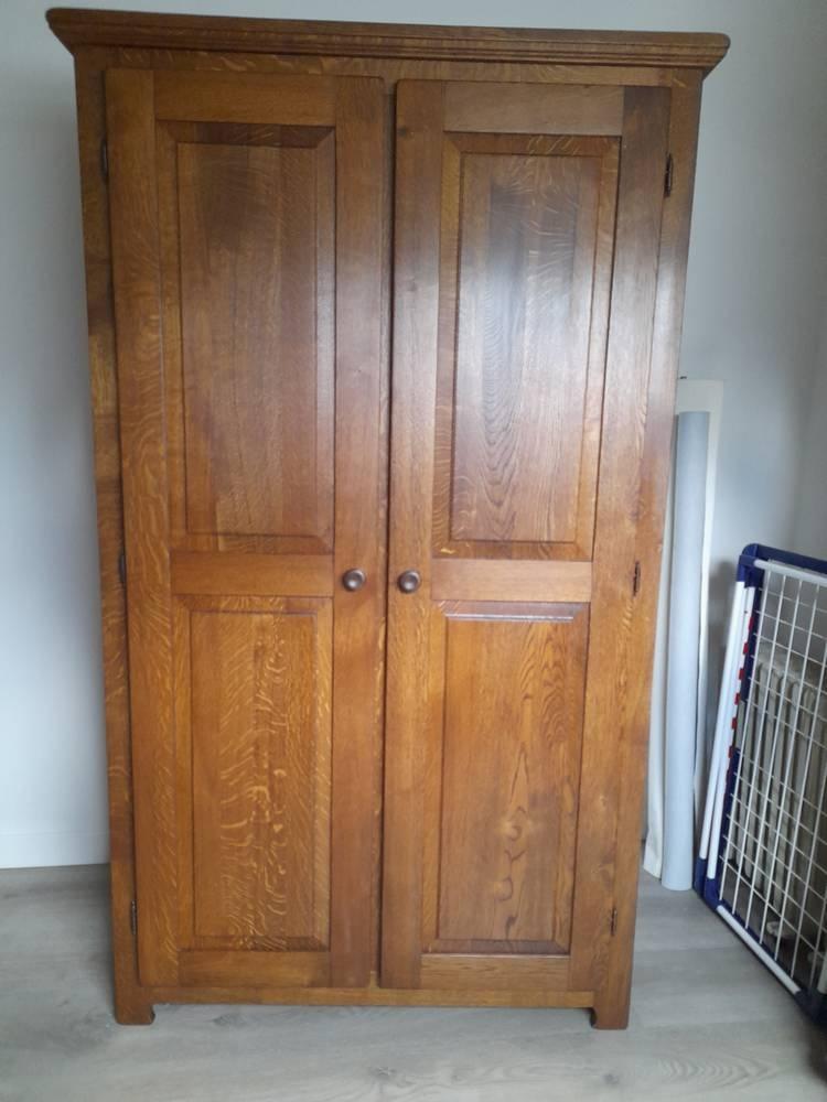 Eiken kledingkast, hangkast, kleur E40, Ophalen, Met deur(en), 100 tot 150 cm, Jaren 80