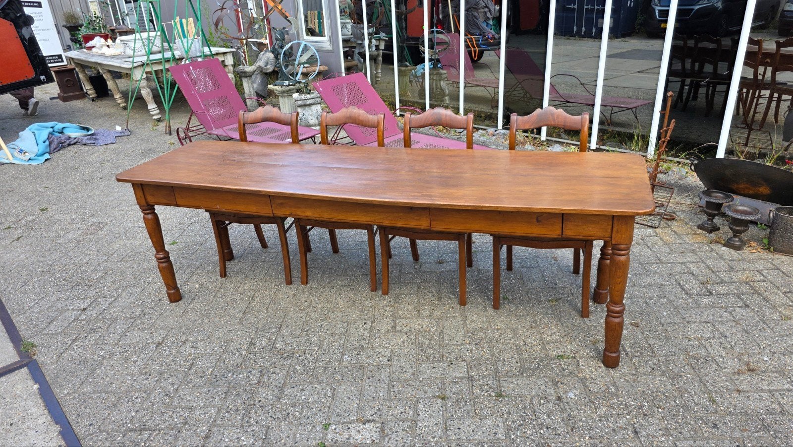 grote antieke frans boeren eettafel 240 x 66 cm, Ophalen
