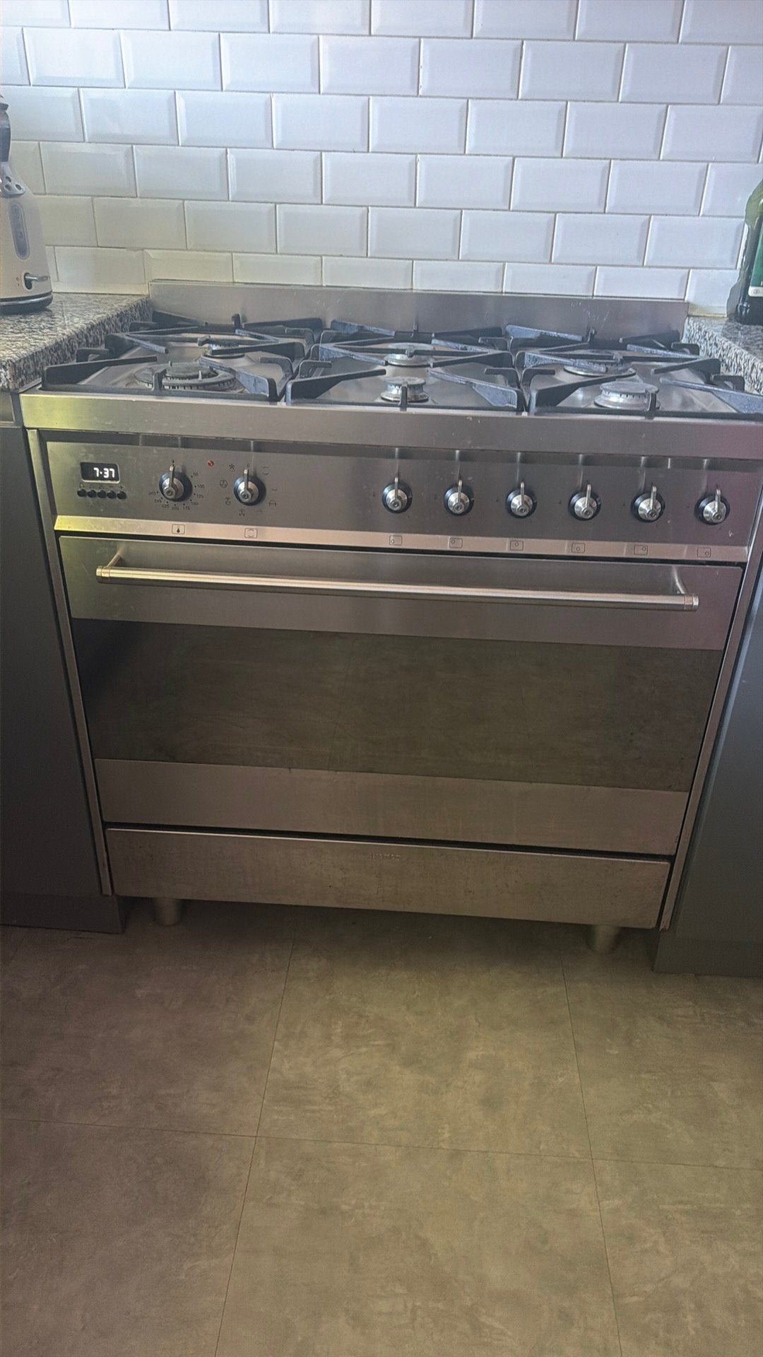 6-pits Smeg-fornuis, Ophalen, Gebruikt, 60 cm of meer, Gas