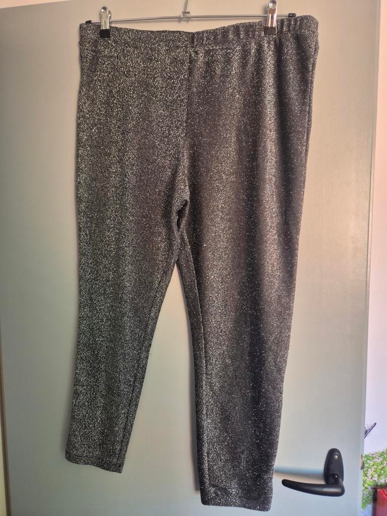 MS Mode Legging XXL Zilver Glitter, Ophalen of Verzenden, Zo goed als nieuw, MS Mode, Grijs