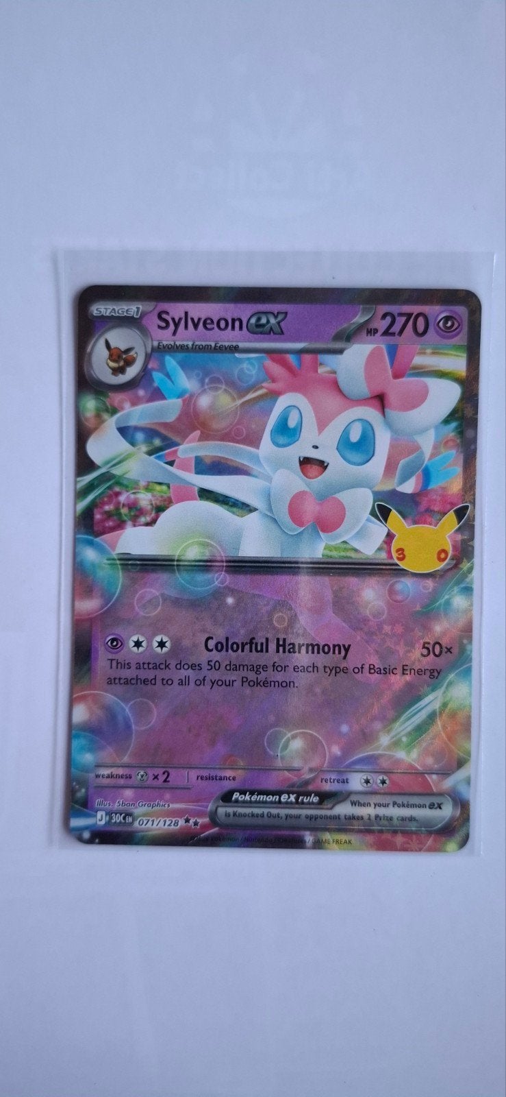 Sylveon EX 30th Pokémon Kaart - Zeldzaam en in Topstaat!, Hobby en Vrije tijd, Ophalen of Verzenden, Zo goed als nieuw, Losse kaart