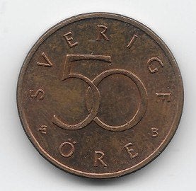 Zweden 50 öre 1999 KM# 878, Verzenden, Overige landen, Losse munt