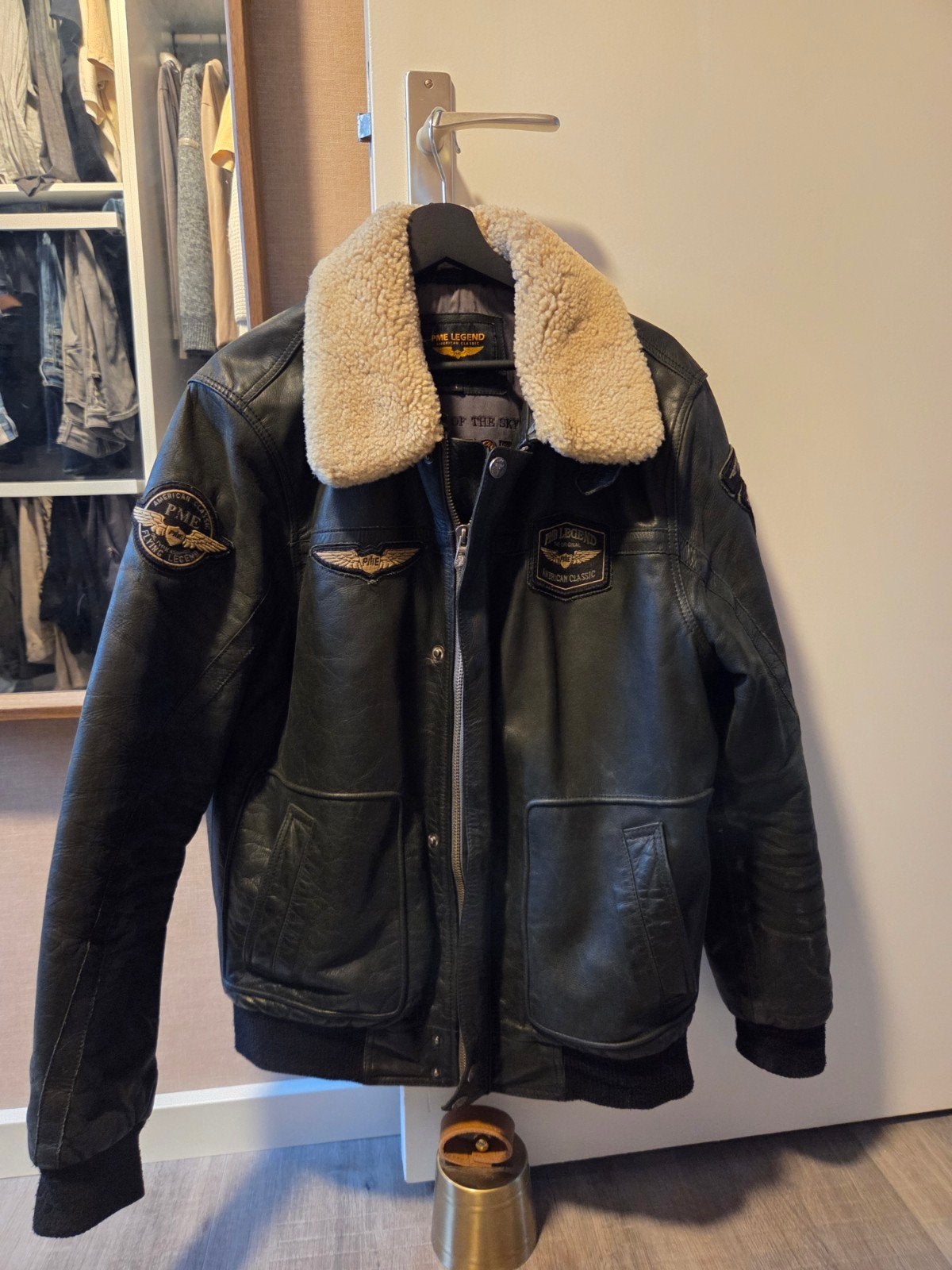 PME Legend Hudson Bomber Jacket - Donkergroen Leer, Maat 52/54 (L), Ophalen of Verzenden, Zo goed als nieuw, PME Legend
