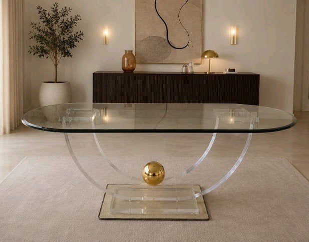 Exclusieve Casarte Phoenix design eettafel – acryl & glas, Huis en Inrichting, Tafels | Eettafels, 150 tot 200 cm, Ovaal, 50 tot 100 cm