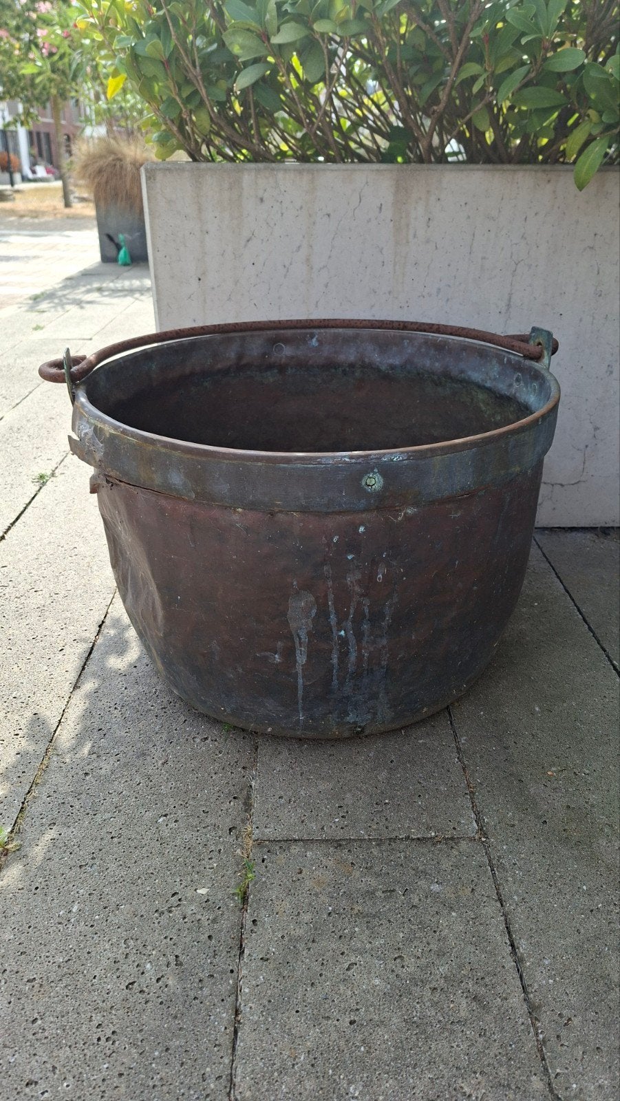 Antieke koperen ketel / pot - doorsnede 47 cm, Antiek en Kunst, Ophalen