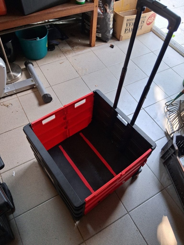 Opvouwbare boodschappenkar met wielen - Zwart/Rood, 30 cm of meer, Gebruikt, Zwart, Ophalen of Verzenden