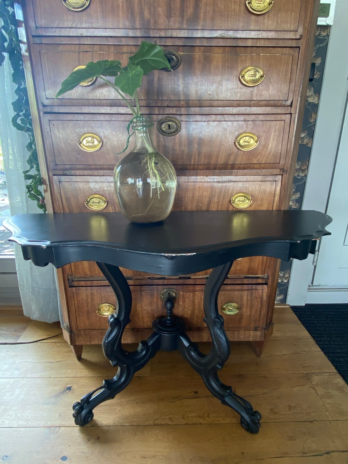 Antieke bijzettafel / consoletafel, zwart geverfd, Antiek en Kunst, Ophalen