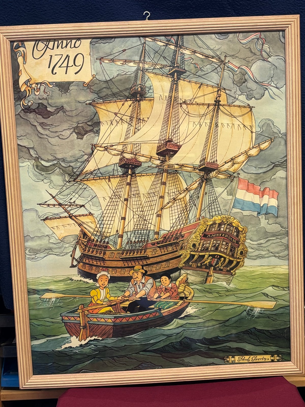 Anno 1749: Maritiem schilderij met VOC-schip, Antiek en Kunst, Ophalen, Maritiem / water, Gedateerd, Realistisch