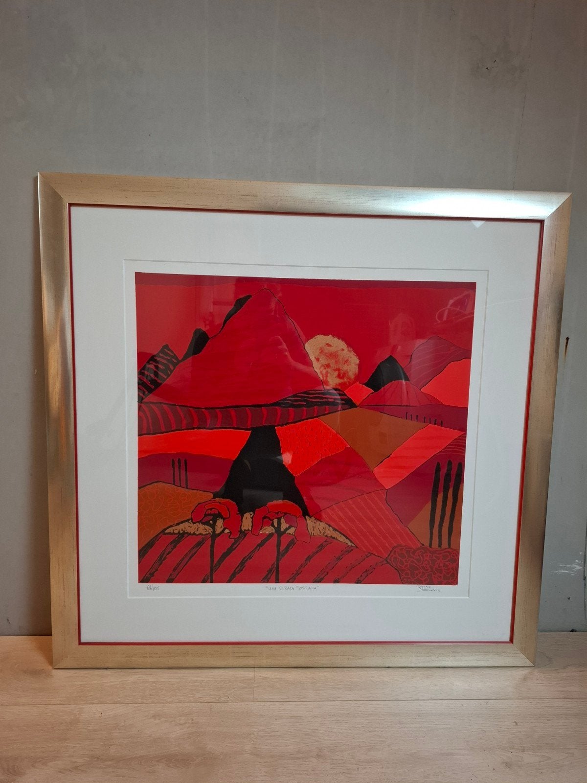 Ronald Boonacker - "Una Serata Toscana" - Zeefdruk, Antiek en Kunst, Gesigneerd, Ophalen, Landschappen, Zeefdruk