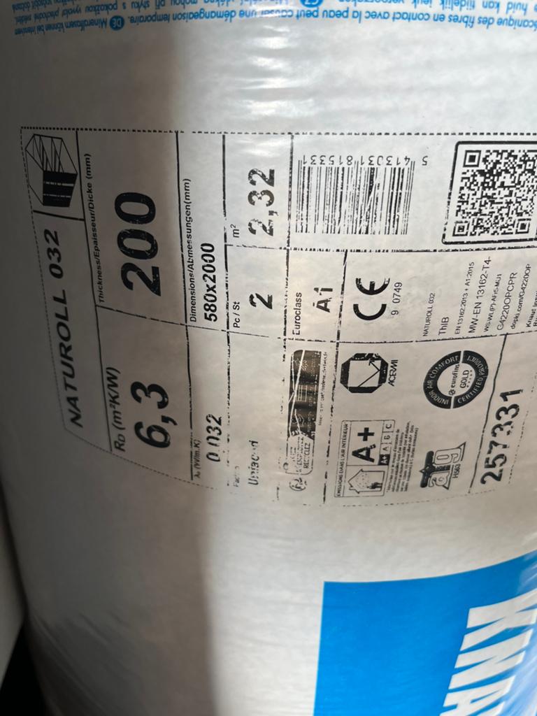 Knauf naturoll 032, 12 cm of meer, Nieuw, Muurisolatie, Glaswol