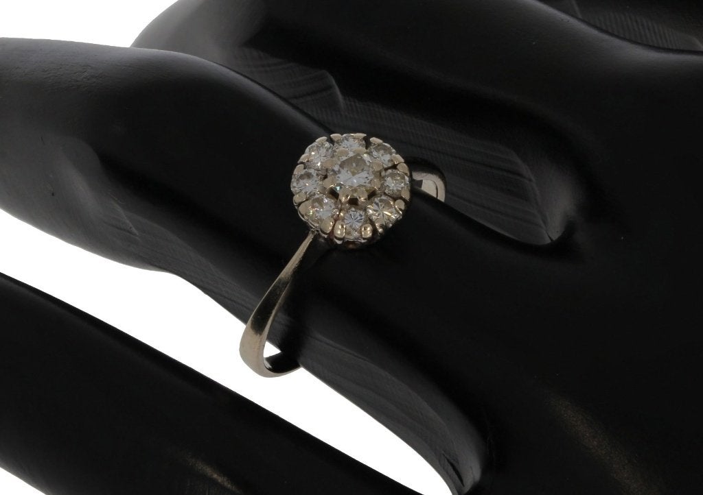 9 diamanten 14k gouden rozet ring dame briljant luxe