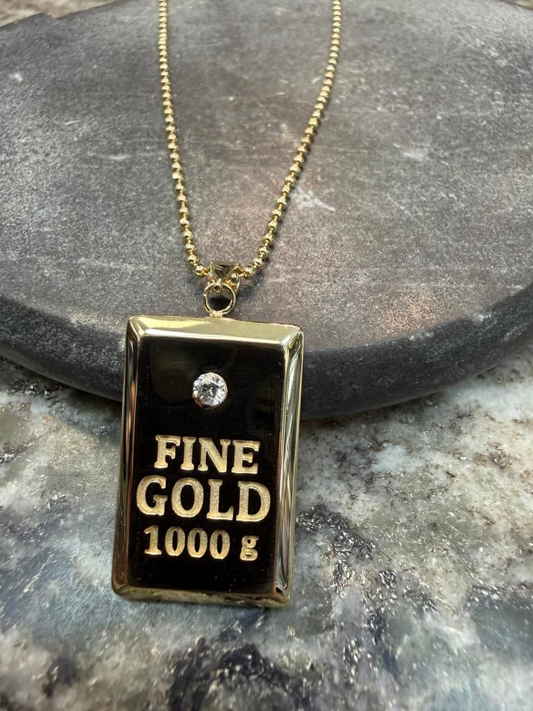 14k gouden fine gold hanger met balchaoin, Ophalen of Verzenden, Nieuw, Goud