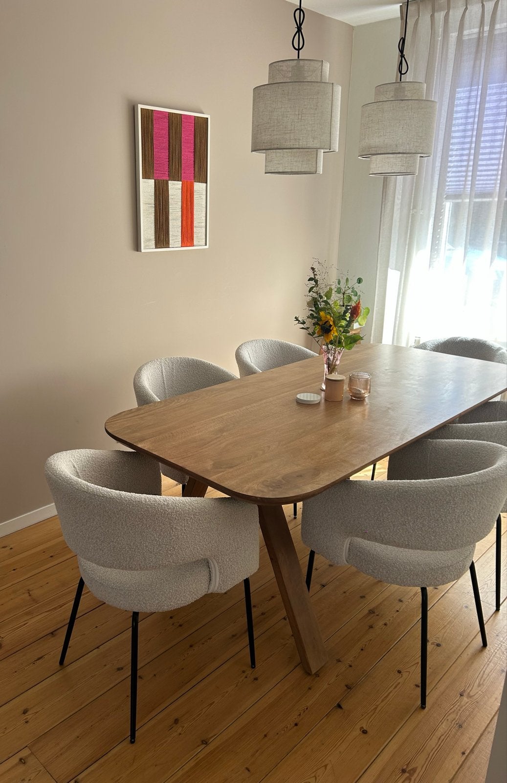 Eettafel leenbakker - mangohout - 75x200x94cm, Huis en Inrichting, Tafels | Eettafels, Zo goed als nieuw, 150 tot 200 cm, Vier personen