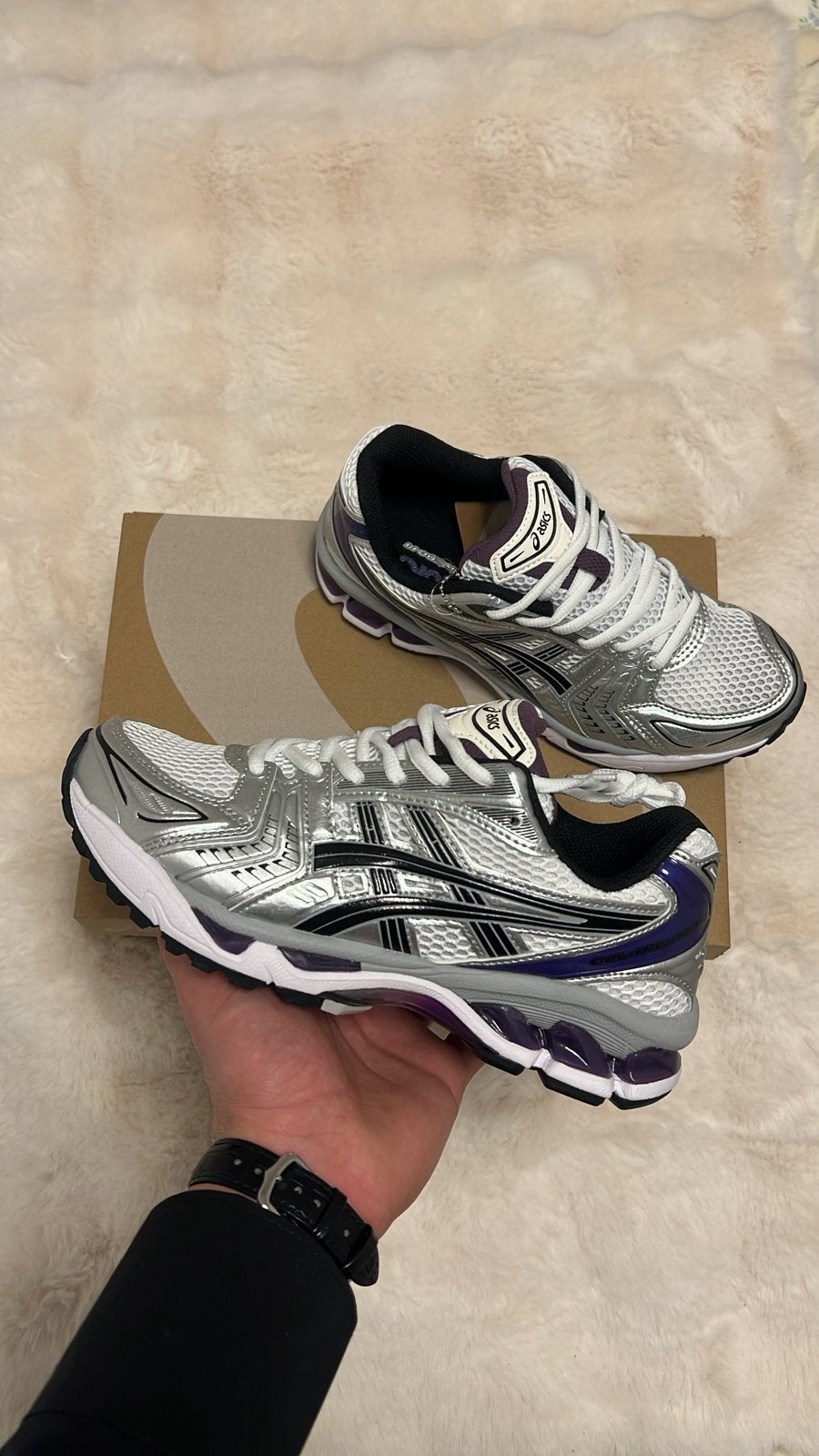 Asics Gel-Kayano 14 White Drak Grape 44, Overige kleuren, Sportschoenen, Nieuw, Ophalen of Verzenden