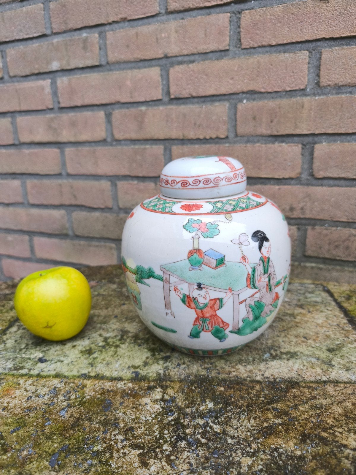 Antieke Chinese Porseleinen Gemberpot met Deksel, Ophalen of Verzenden