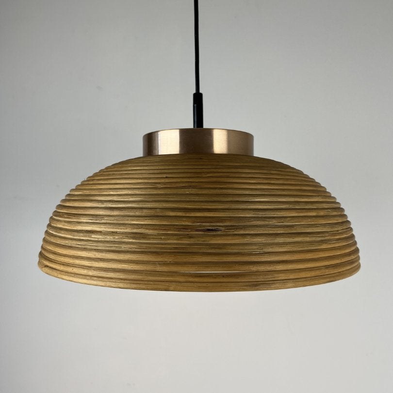 Midcentury hanglamp Pencil reed - messing - Doria, Gebruikt, Doria, Onbekend, Glas
