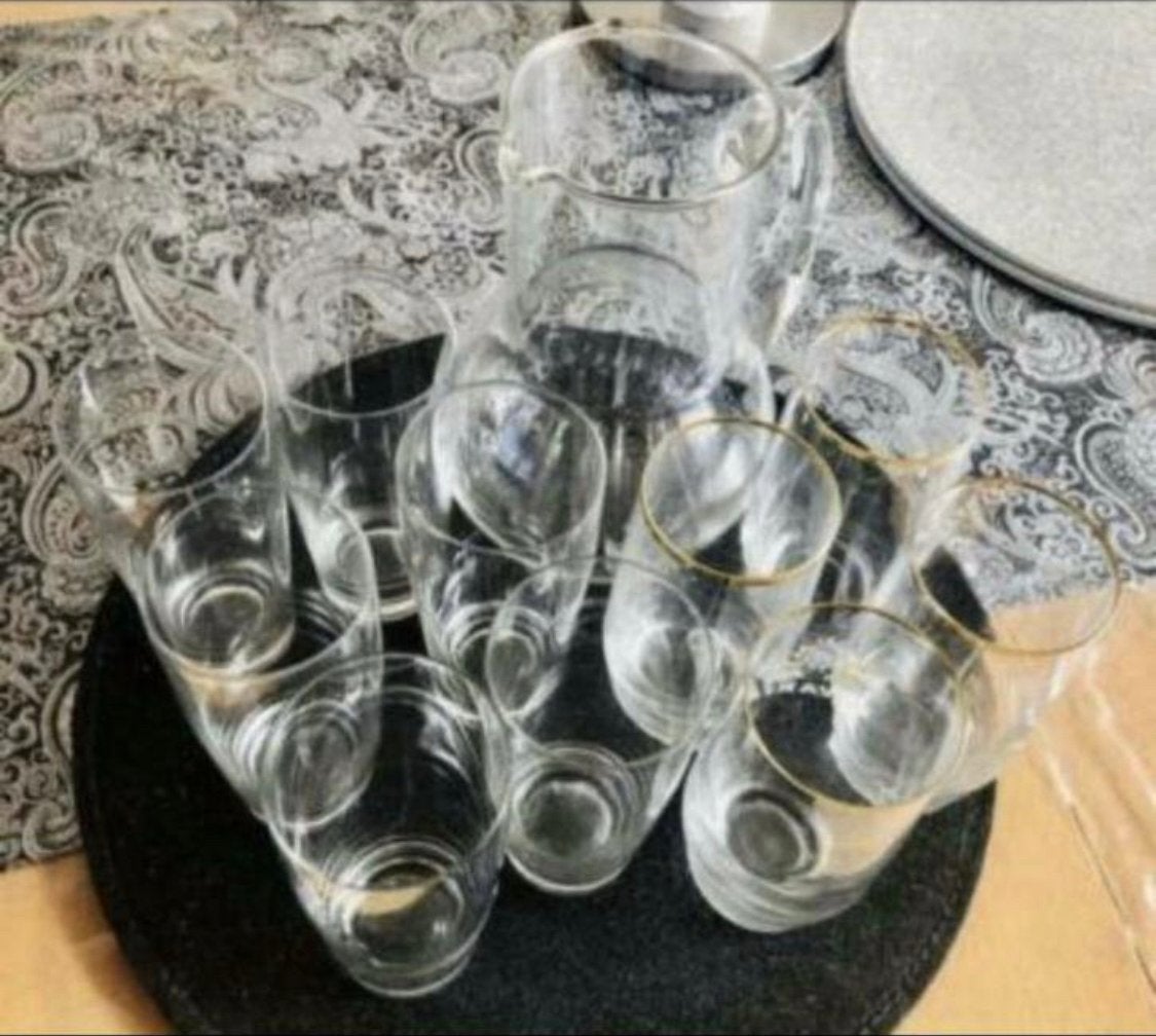 11 delig,mooie en bijna nieuw glazen set water of bierglazen, Ophalen of Verzenden, Zo goed als nieuw, Bierglas