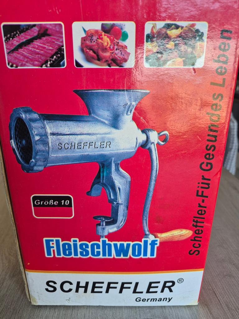 Scheffler Gehaktmachine - Handmatig - Maat 10, Minder dan 1 liter, Ophalen of Verzenden, Zo goed als nieuw, 3 snelheden of meer