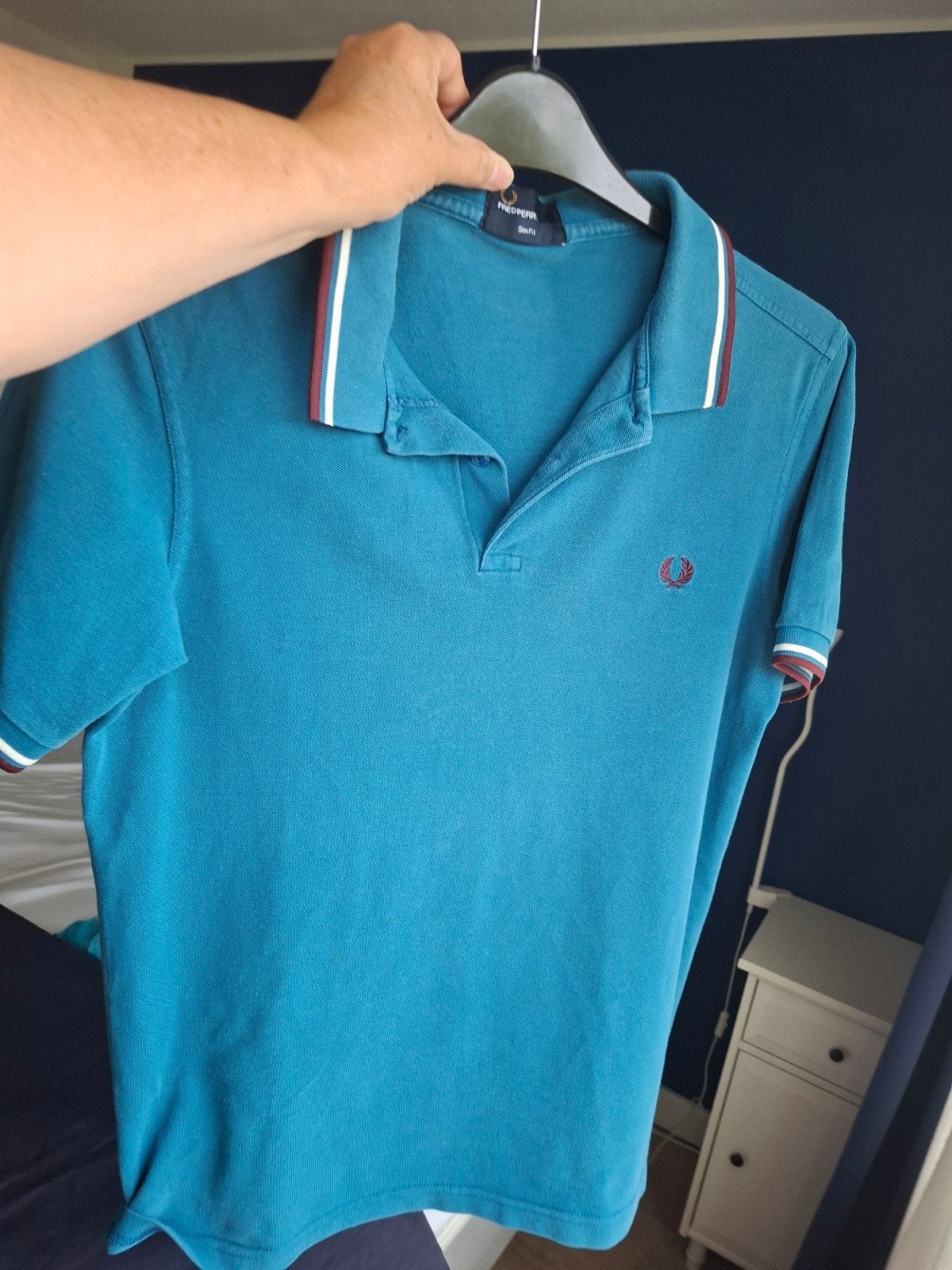 Fred Perry Slim Fit Polo maat L, Maat 52/54 (L), Blauw, Ophalen of Verzenden, Zo goed als nieuw