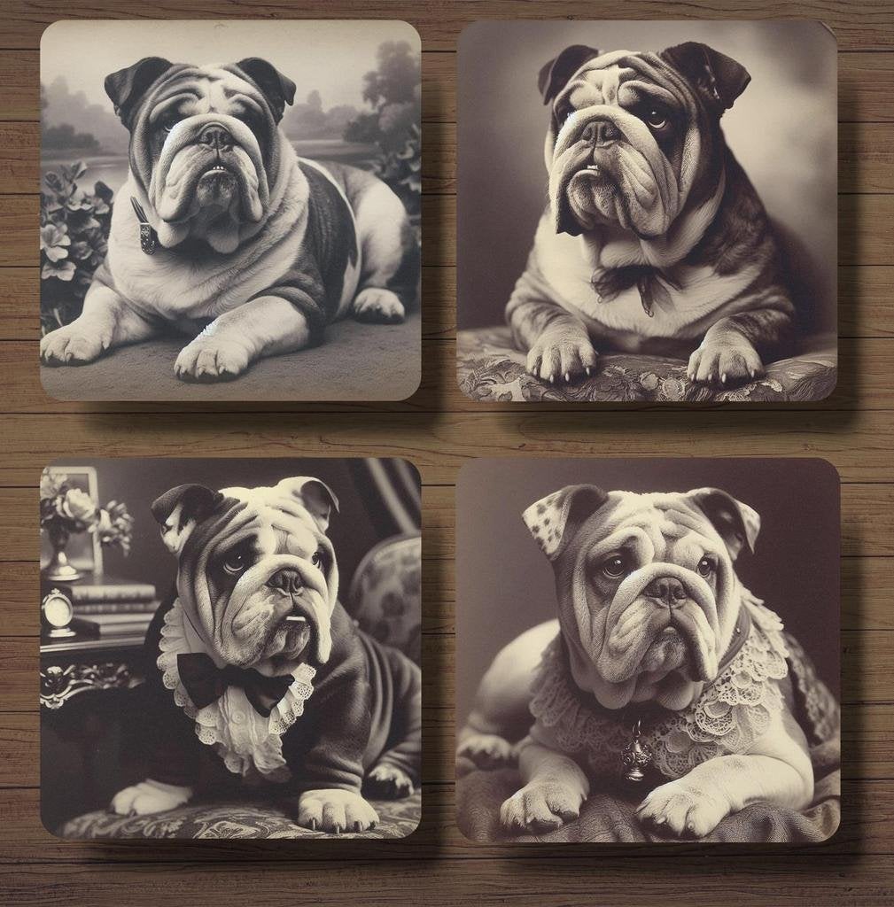 Engelse Bulldog Victoriaanse onderzetters met houder, Ophalen of Verzenden, Nieuw, Glas of Kopje